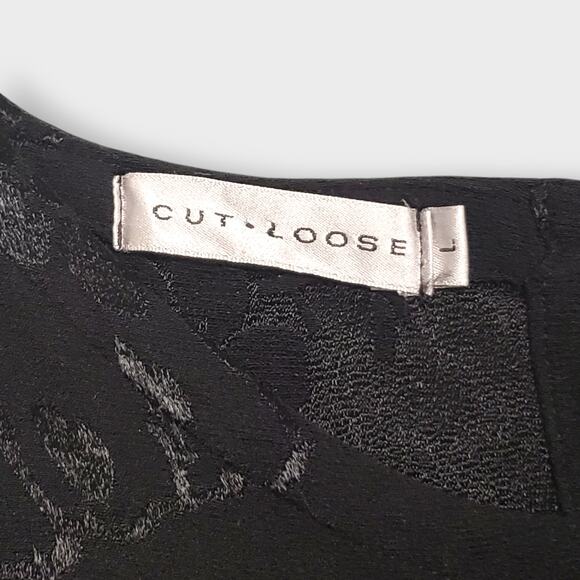 Cut Loose Black Floral Embossed Sleeveless Maxi Dress Large Dark Romance Y2K - Picture 7 of 11